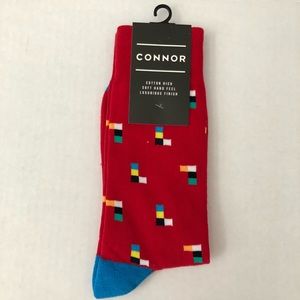Connor red & blue geometric socks